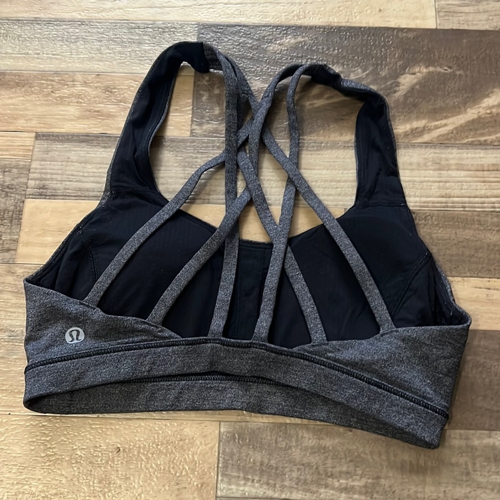 lululemon athletica Black and Gray Strappy Sports Bra